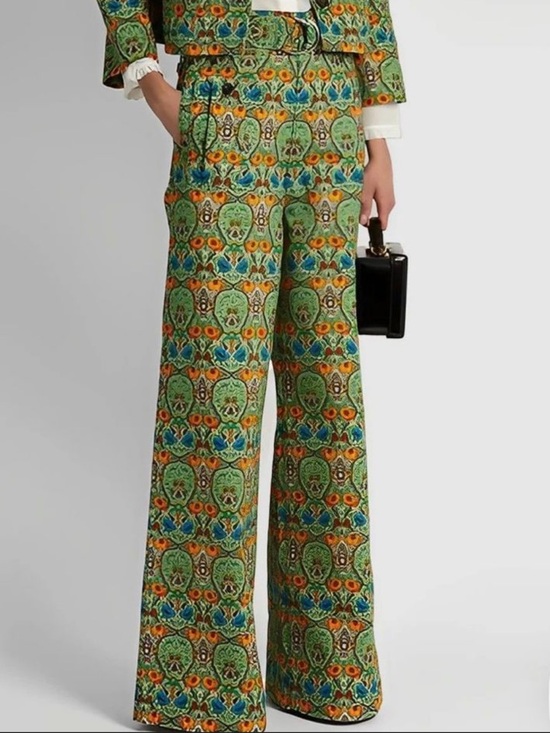 Miu Miu Denim - Miu Miu Runway Collection Colorful 70s Floral-Print Wide-Leg Pants, Stunning